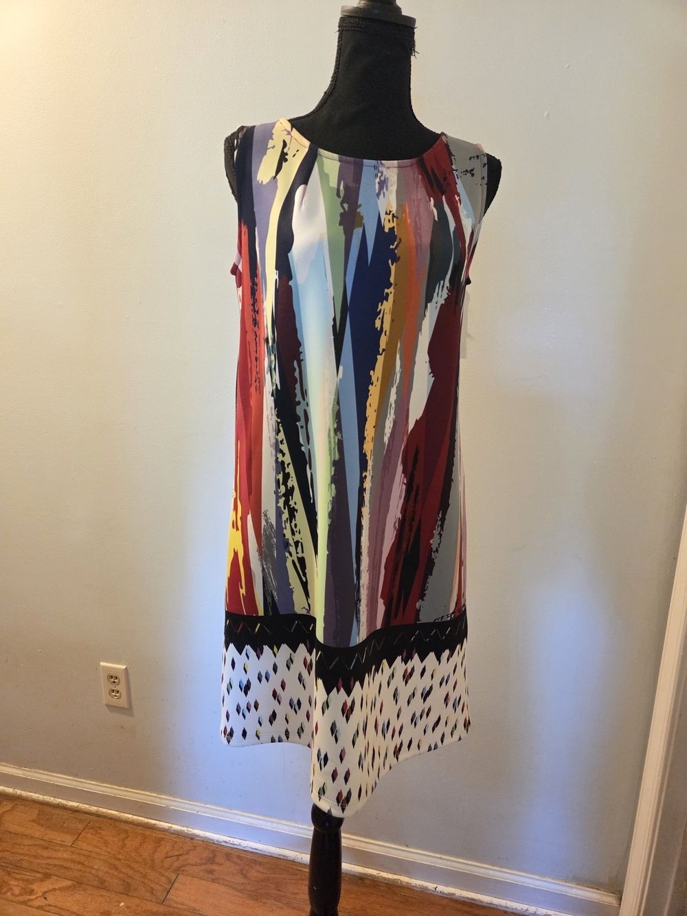 Sleeveless Multicolor Brushstroke Midi Dress - Women